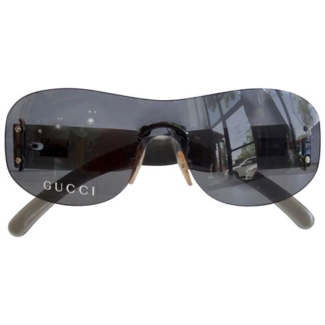 gucci logo across rimless sunglasses shield|gucci rimless sunglasses price.